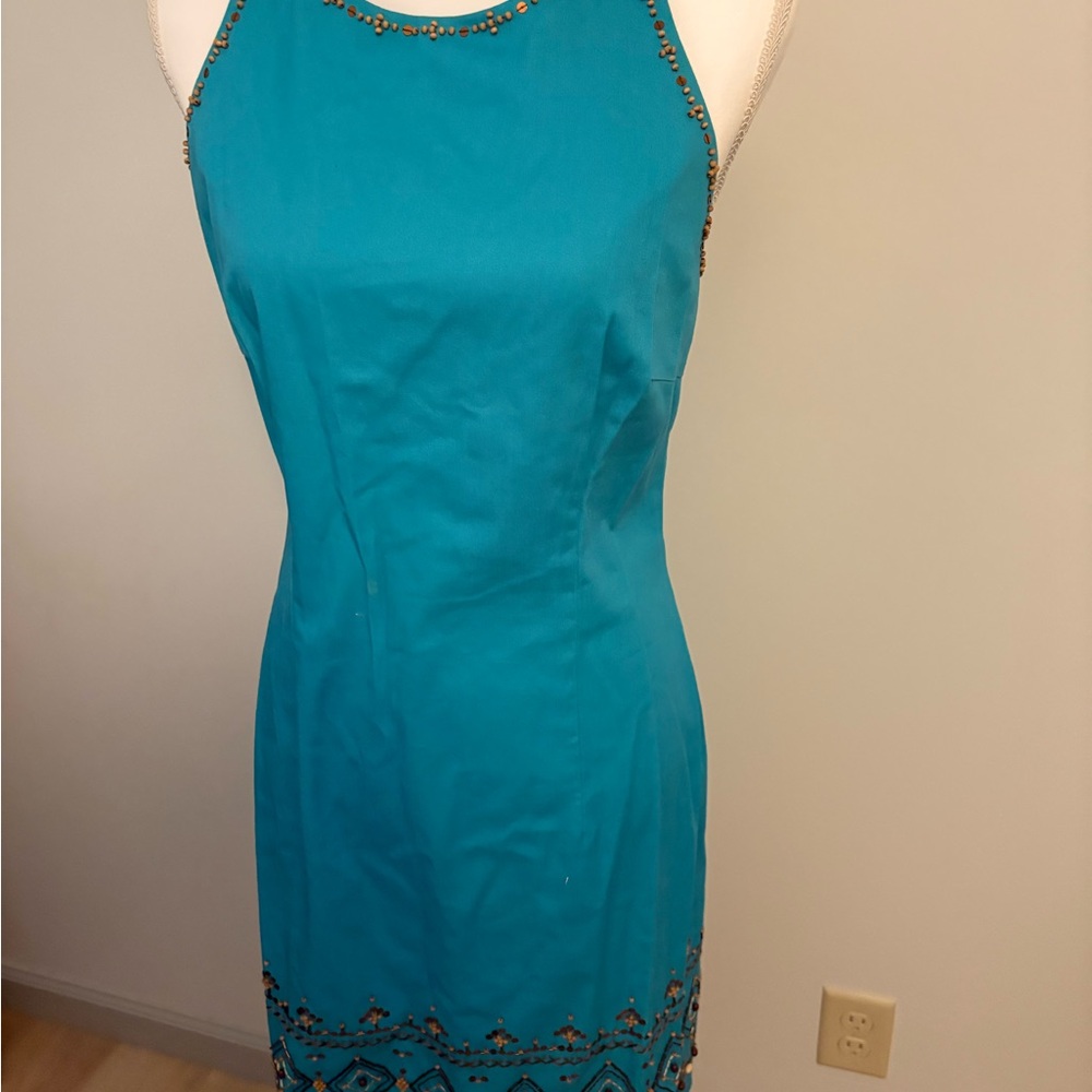 Elegant Teal Halter Dress